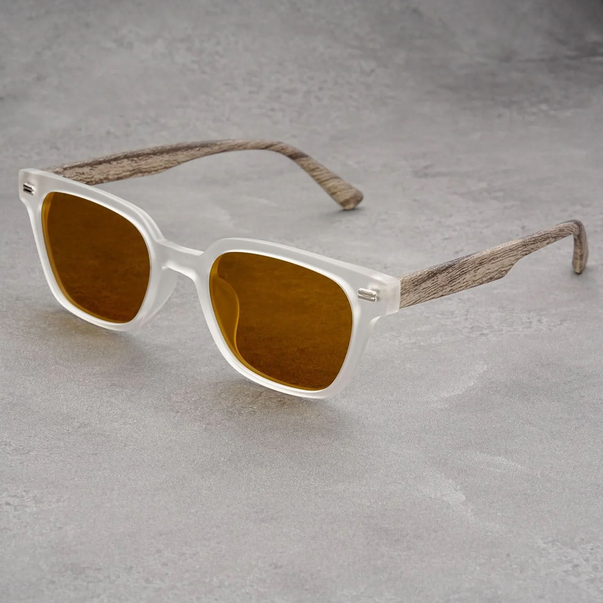 JAXON GRAIN | Wood-Grain Temple Square Sunglasses | UV400