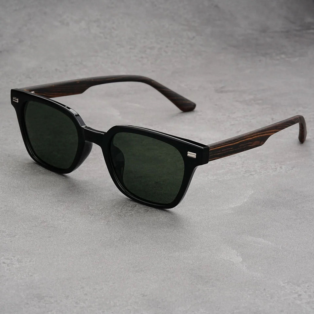 JAXON GRAIN | Wood-Grain Temple Square Sunglasses | UV400