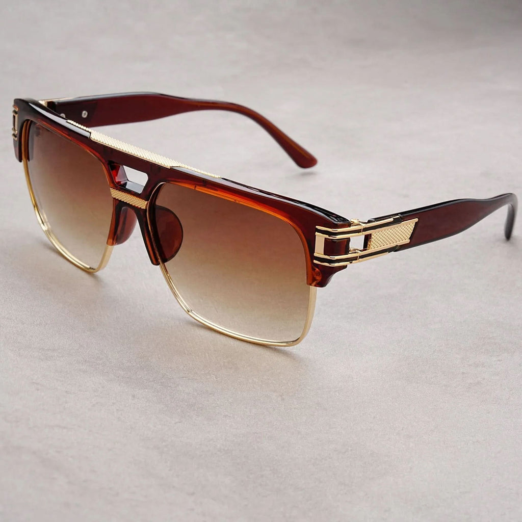VANTA FLAT | Flat-Top Gold Brow Bar Sunglasses | UV380