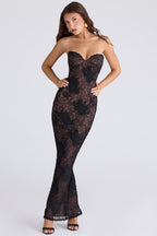 LUCIENNE | Black Lace Corset Maxi Dress