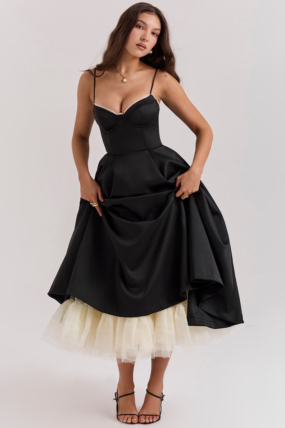 MADEMOISELLE | Black Tulle Midi Dress