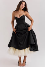 MADEMOISELLE | Black Tulle Midi Dress