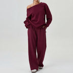 NELIA | Casual One-Shoulder Long Sleeve Two-Piece Set
