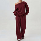 NELIA | Casual One-Shoulder Long Sleeve Two-Piece Set