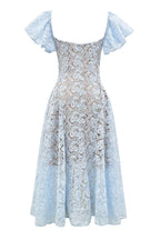 AUSTEN | Blue Floral Lace Midi Dress