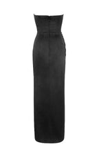 ADRIENNE | Black Satin Corset Maxi Dress