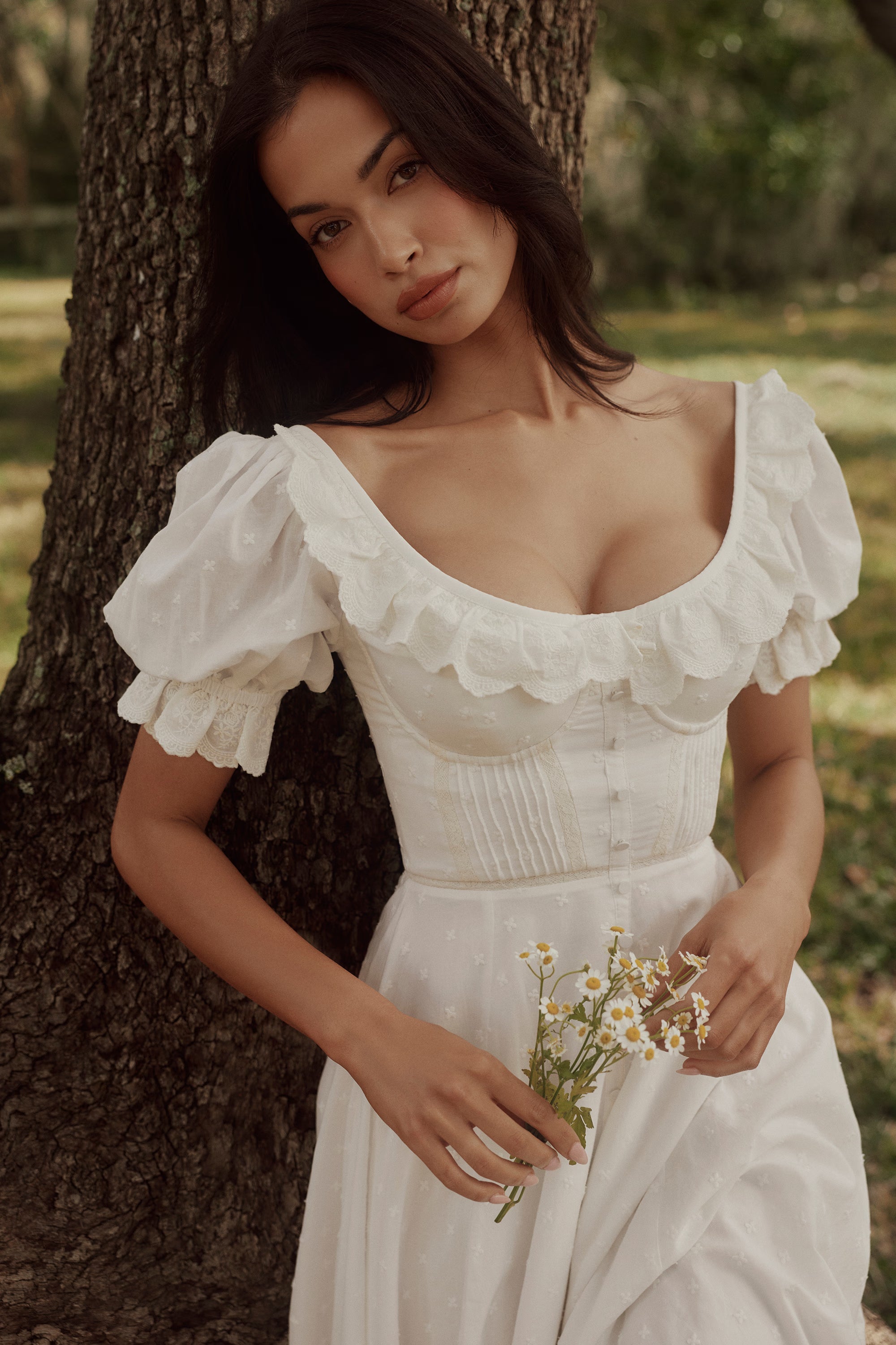 BELLA | White Broderie Anglaise Midi Dress