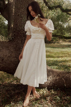 BELLA | White Broderie Anglaise Midi Dress