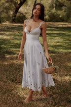 TATIANA | Blue Broderie Anglaise Midi Sundress