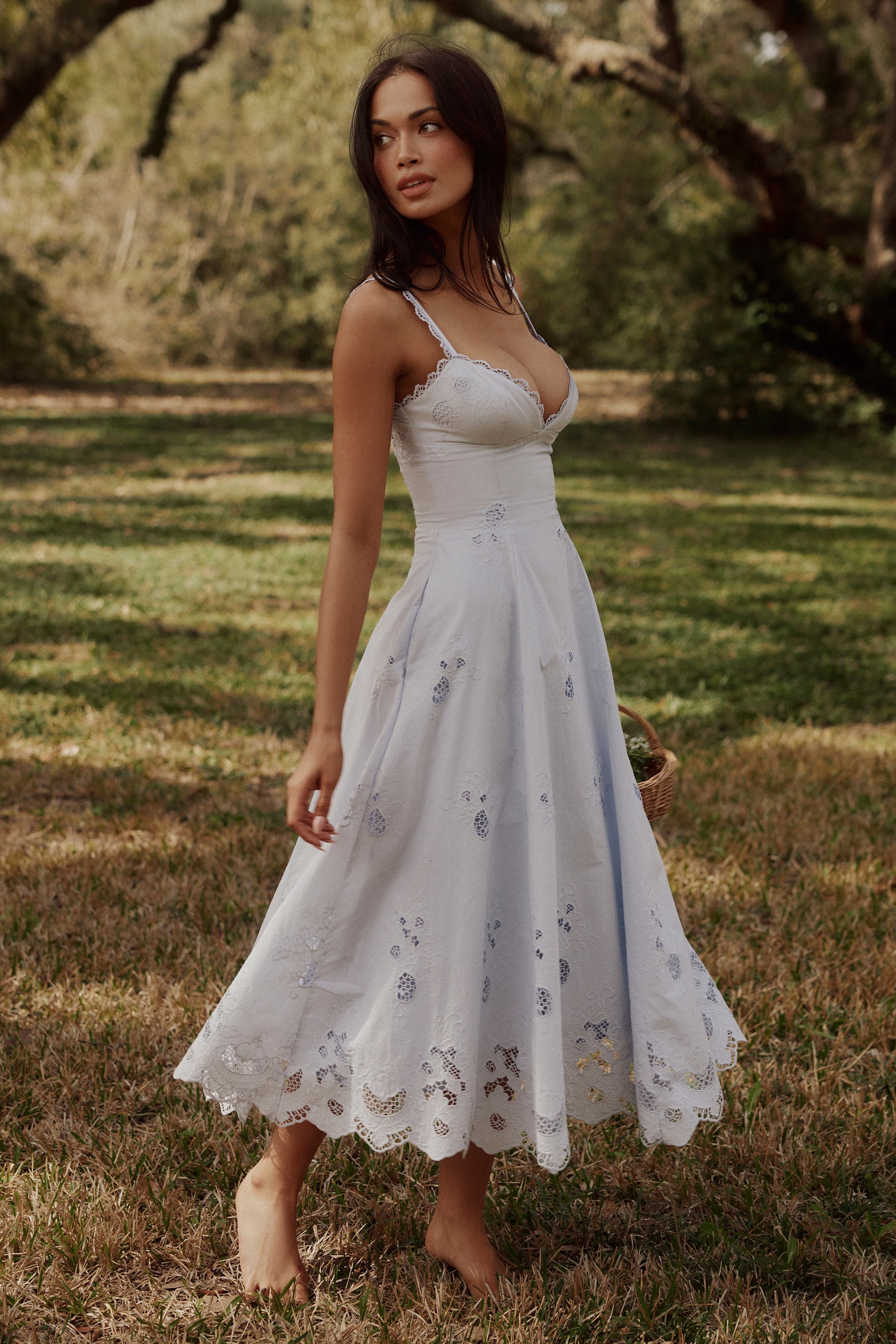 TATIANA | Blue Broderie Anglaise Midi Sundress