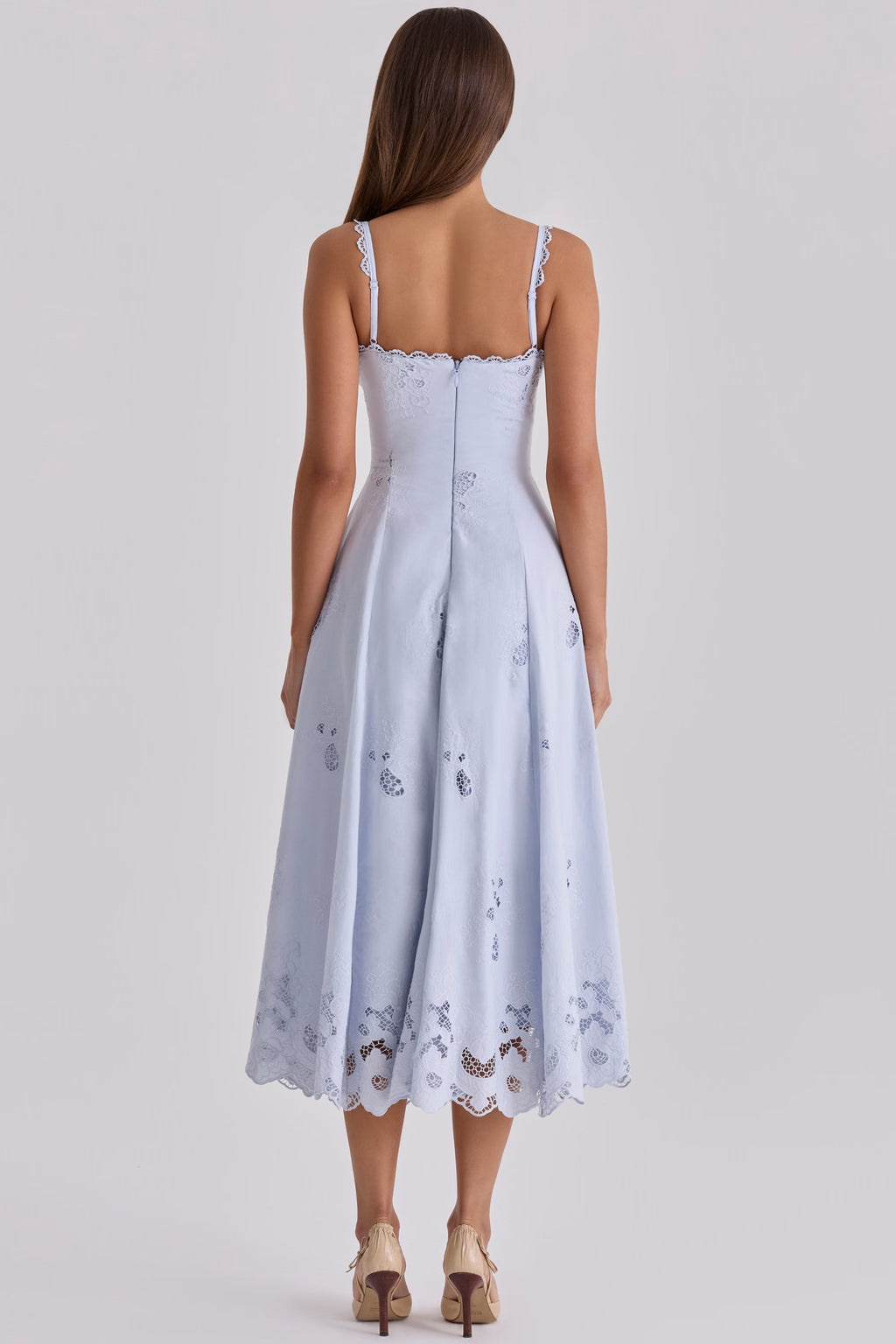 TATIANA | Blue Broderie Anglaise Midi Sundress