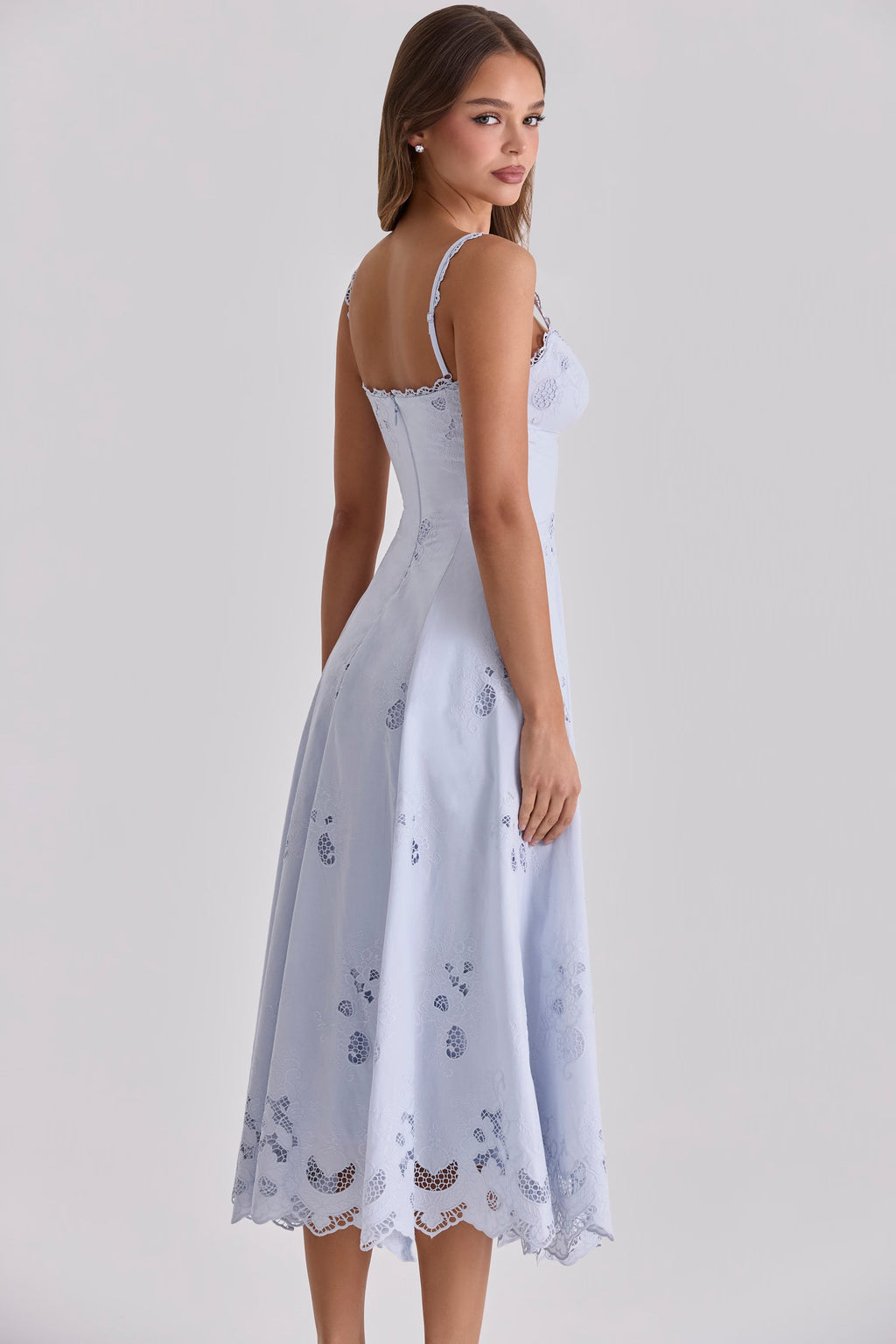 TATIANA | Blue Broderie Anglaise Midi Sundress